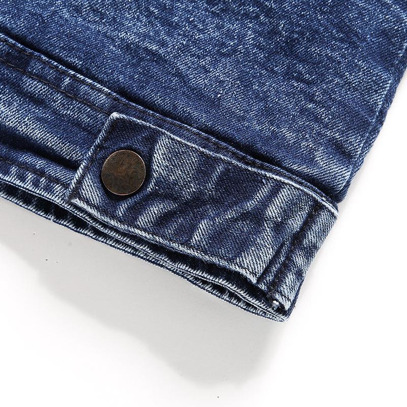 Men's Vintage Stand Collar Zipper Slim Denim Jacket 67794950M