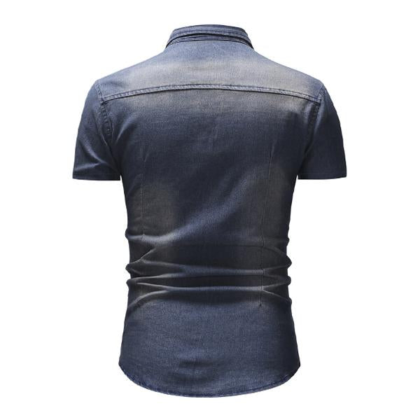 Camisa vaquera vintage de manga corta para hombre 47012502X