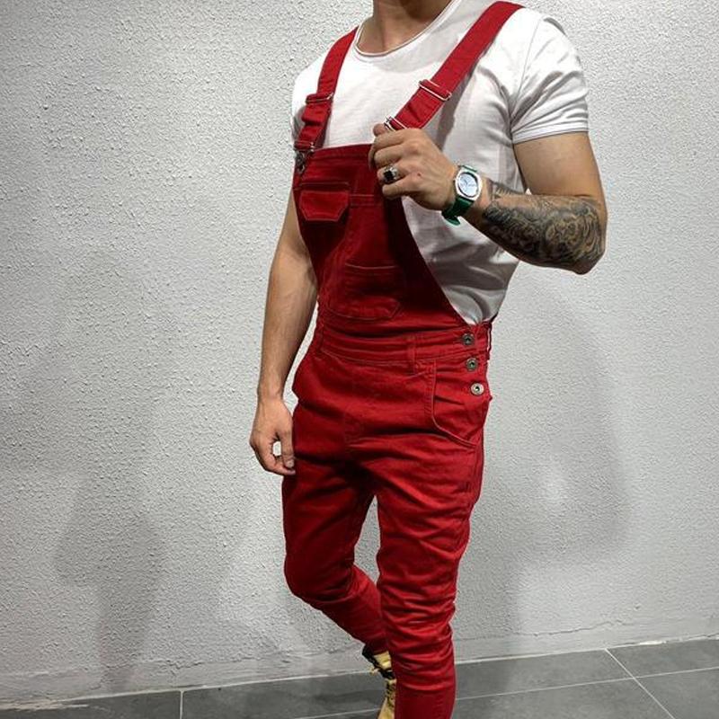 Salopette in denim tinta unita da uomo 01703561X