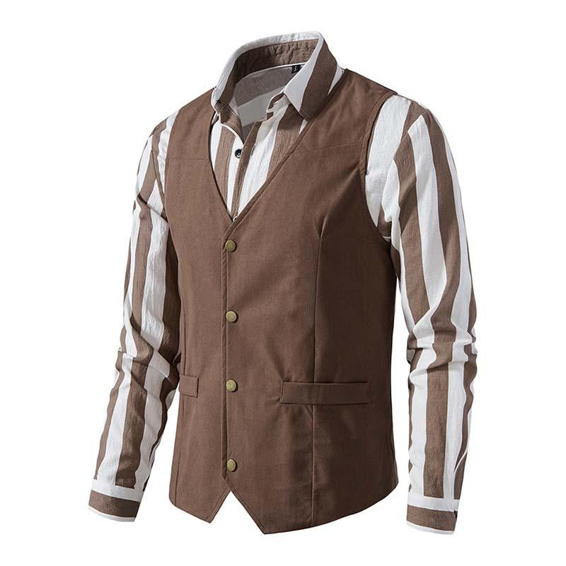 Gilet vintage slim à col en V et boutonnage simple pour homme 49764843M (chemise exclue)