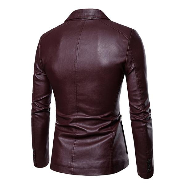 Herren-Vintage-Blazer aus Leder mit zwei Knöpfen 32344449M