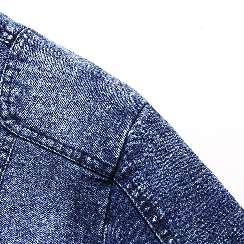 Men's Vintage Stand Collar Zipper Slim Denim Jacket 67794950M