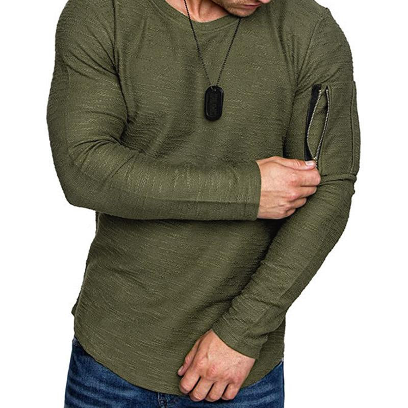 T-shirt girocollo a maniche lunghe con tasca con cerniera da uomo 56507368X