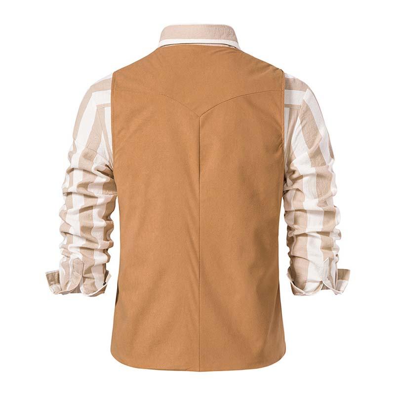 Gilet vintage slim à col en V et boutonnage simple pour homme 49764843M (chemise exclue)