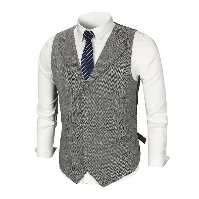 Men's Vintage Lapel Slim Single Breasted Suit Vest 38261597M