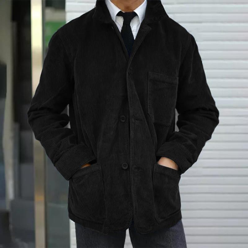 Men's Solid Color Multi-pocket Corduroy Coat 75641462Z