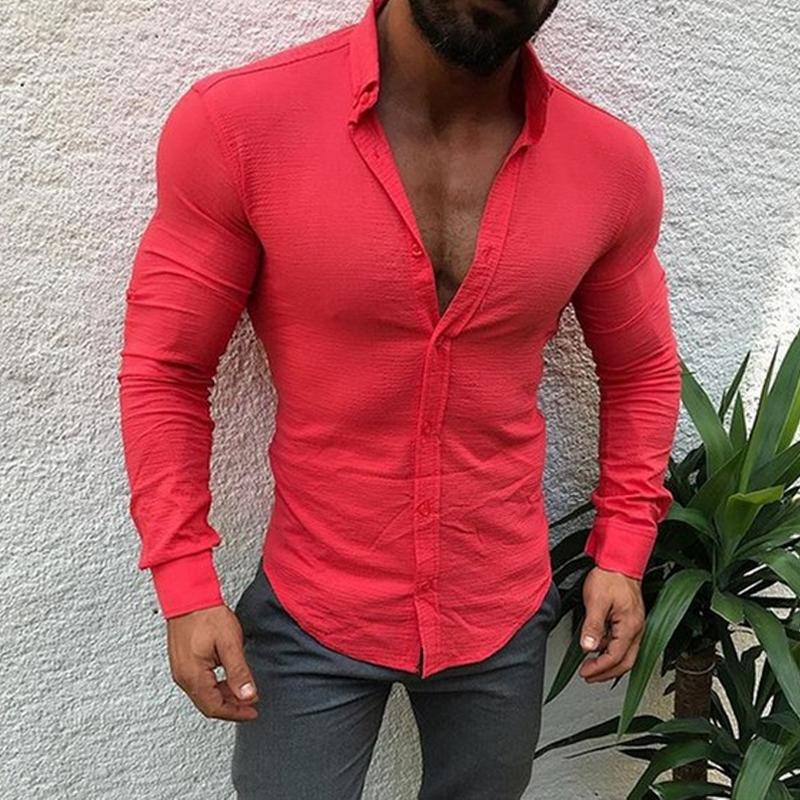 Einreihiges Freizeithemd für Herren mit einfarbigem Revers 52915712Z