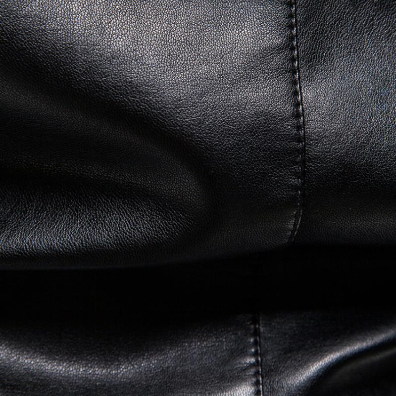 Giacca da motociclista in pelle con colletto alto sottile vintage da uomo 91771623M