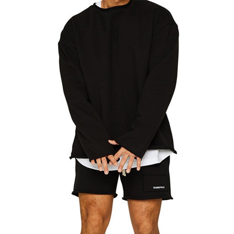 Conjunto de sudadera y pantalones cortos sueltos de color liso a la moda para hombre 47733694Z