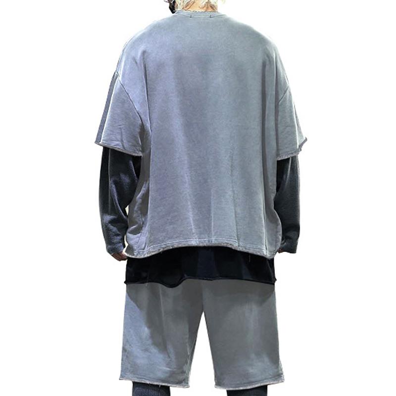 Men's Fashion Loose Short Sleeve T-shirt and Shorts Set 02514856Z