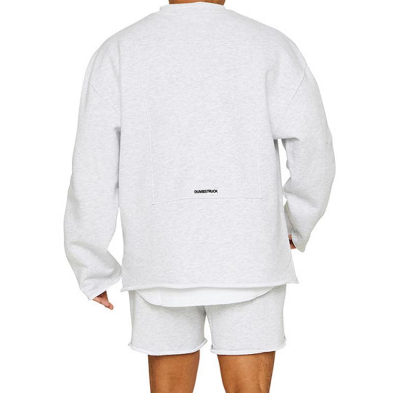 Conjunto de sudadera y pantalones cortos sueltos de color liso a la moda para hombre 47733694Z