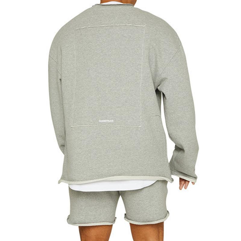 Conjunto de sudadera y pantalones cortos sueltos de color liso a la moda para hombre 47733694Z