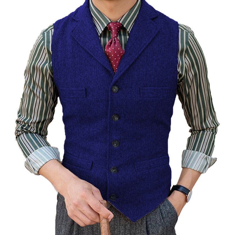 Gilet de costume à simple boutonnage à revers classique vintage pour homme 15824060M