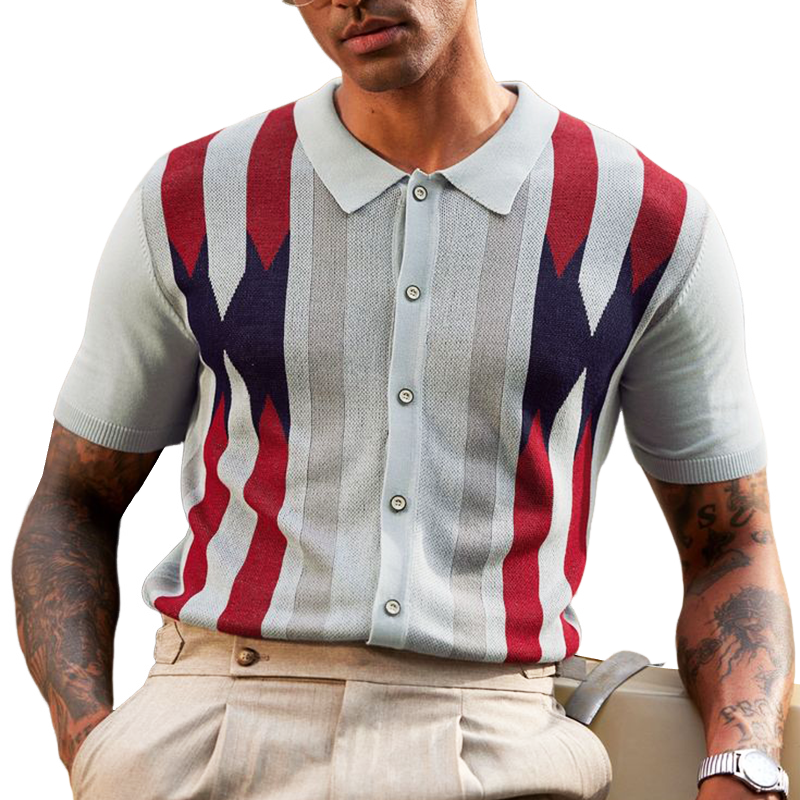 Men's Classic Colorblock Knit Short Sleeve Shirt MTA2340G3U