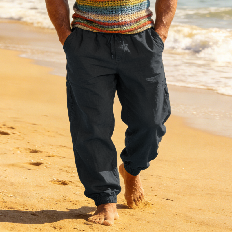 Men's Spring/Summer Fashion 100% Cotton Loose Fit  Casual Beach Shorts MTZ0532B8P