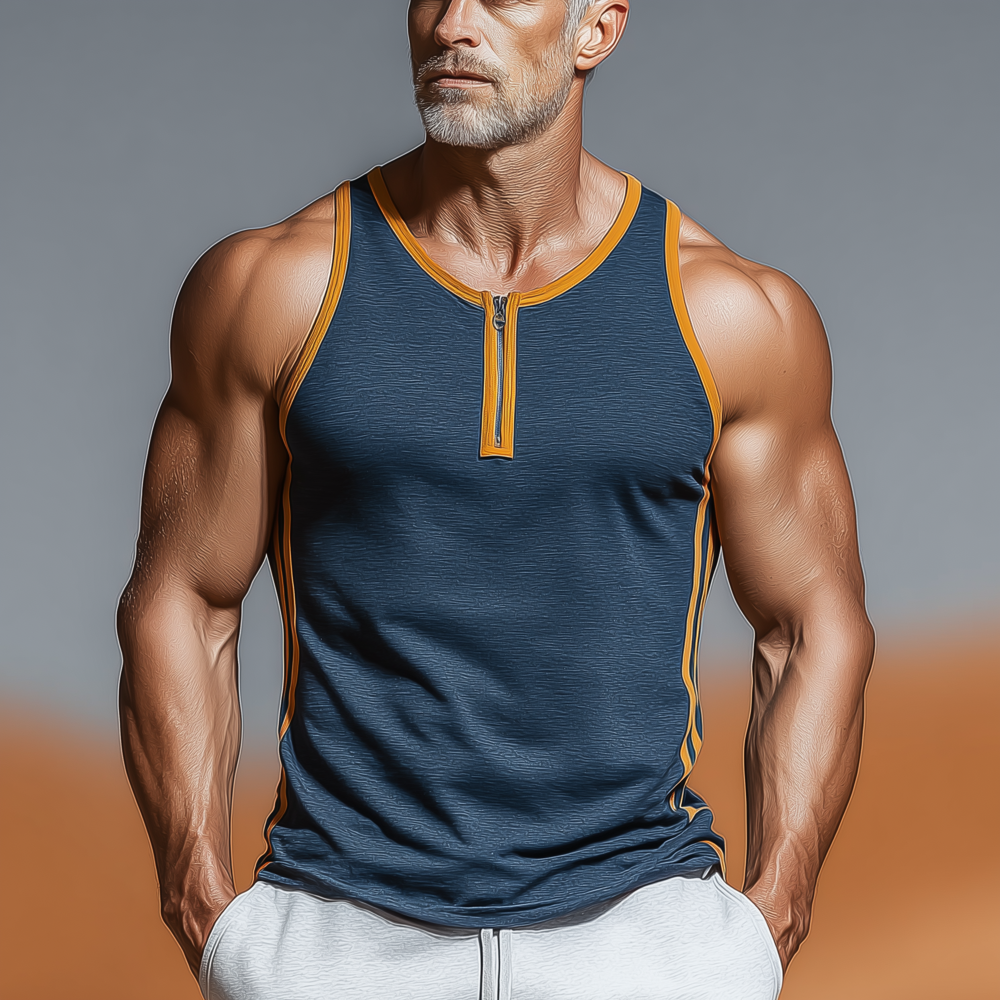 Men's Summer Fashion Contrast Color Decorated Sleeveless Tank Top MTA1077G9P