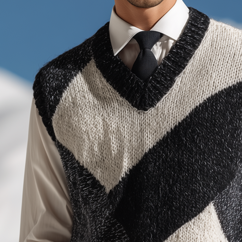 Men's Retro Casual Geometric Knitted Pullover Vest  MTA2230G4TO