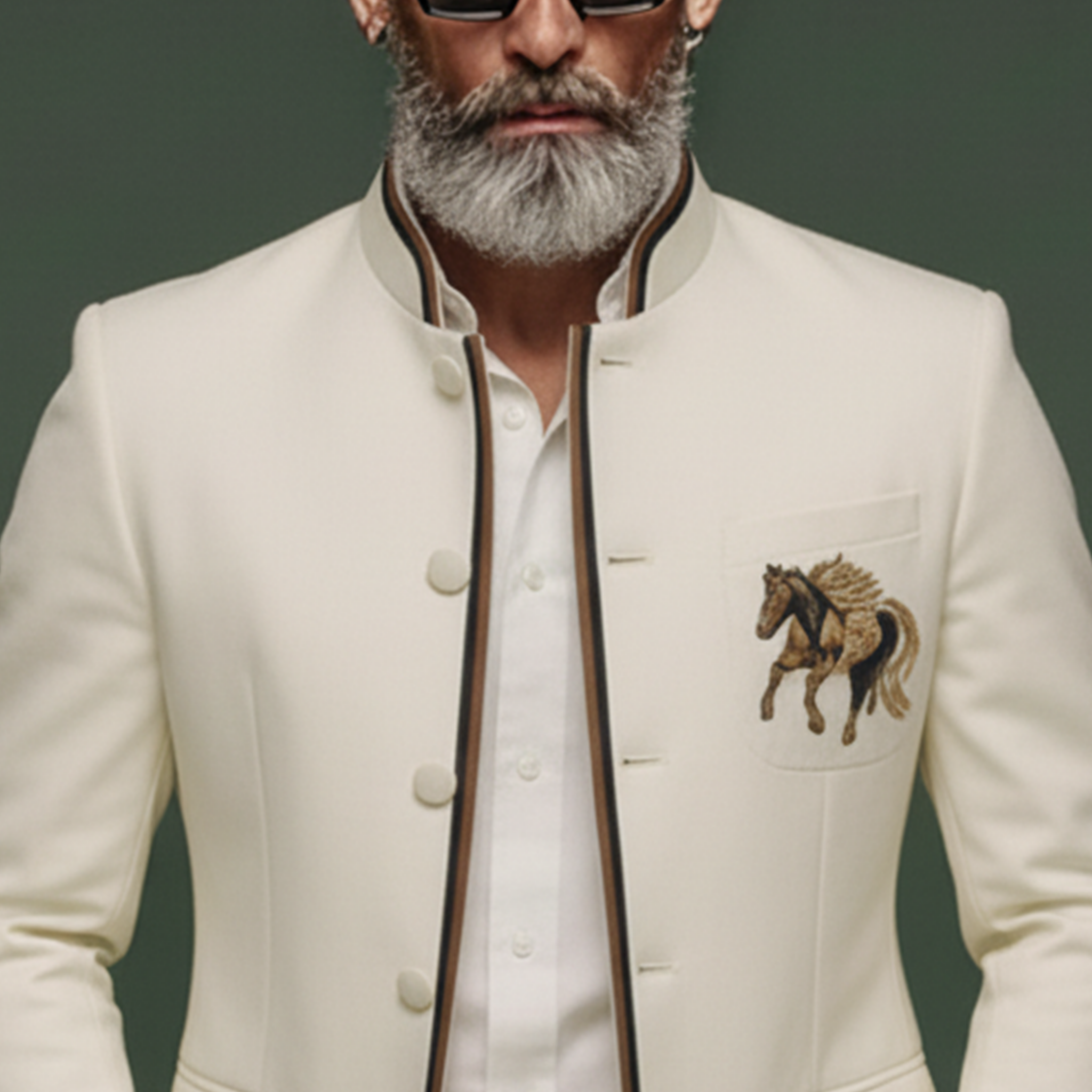 Men's Classic Retro Stand Collar Cotton Blend Embroidered Jacket MTA1466K3K