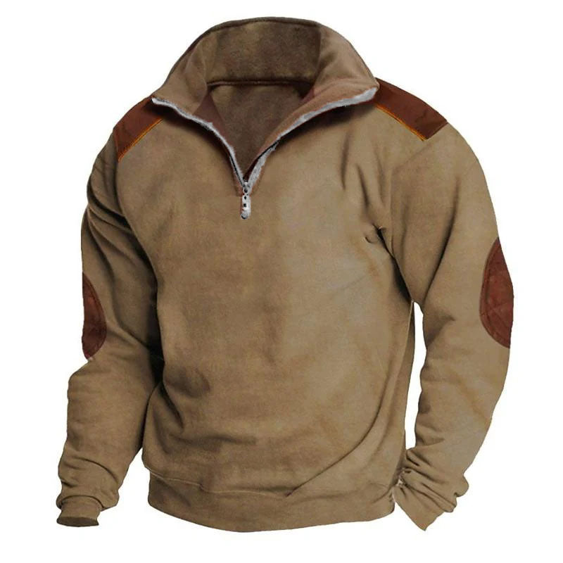 Sudadera con cuello alto y cremallera con bloques de color vintage para hombre 88227394Y