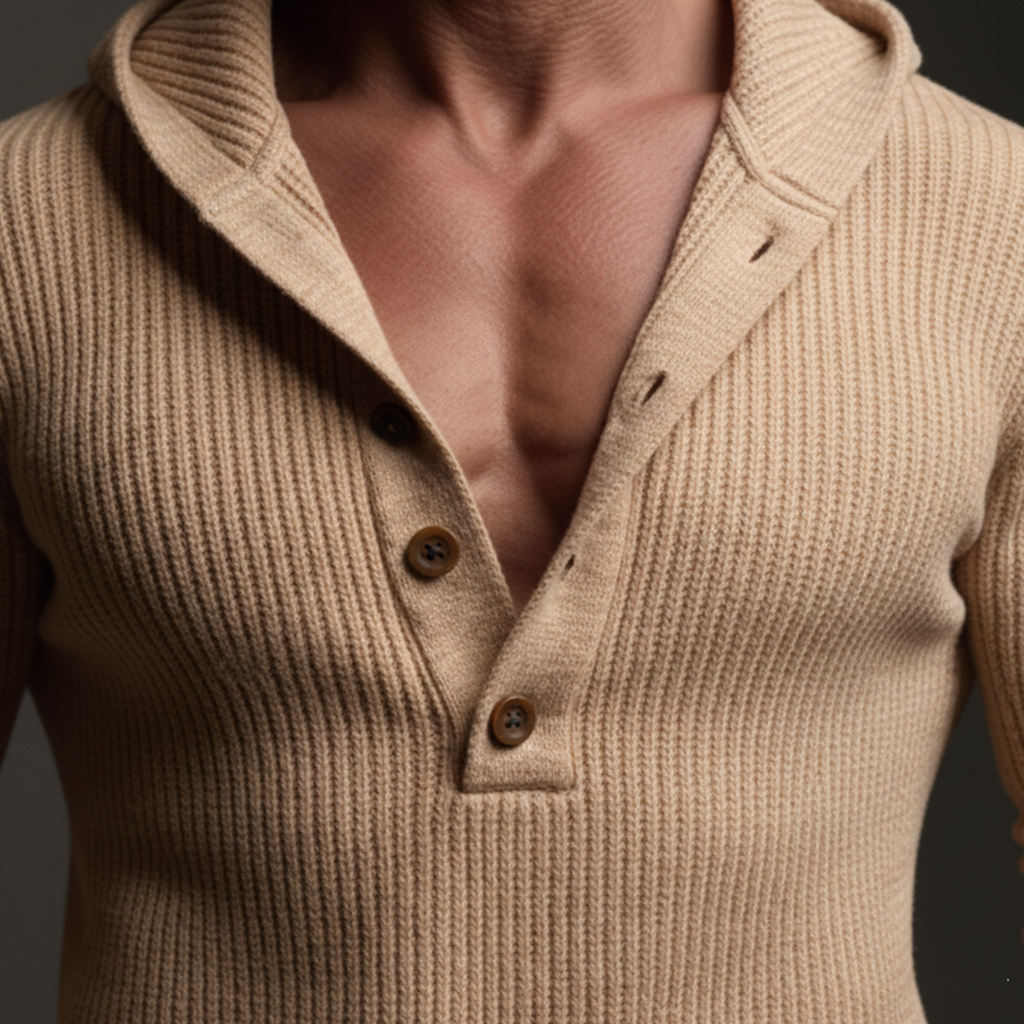 Men's Classic Casual Deep V-neck Hooded Slim-fit Sweater MTA1241K0K