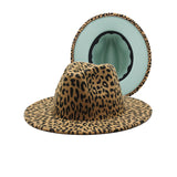 Men's British Style Double-sided Color Matching Leopard Print Flat Brim Hat 75953531U