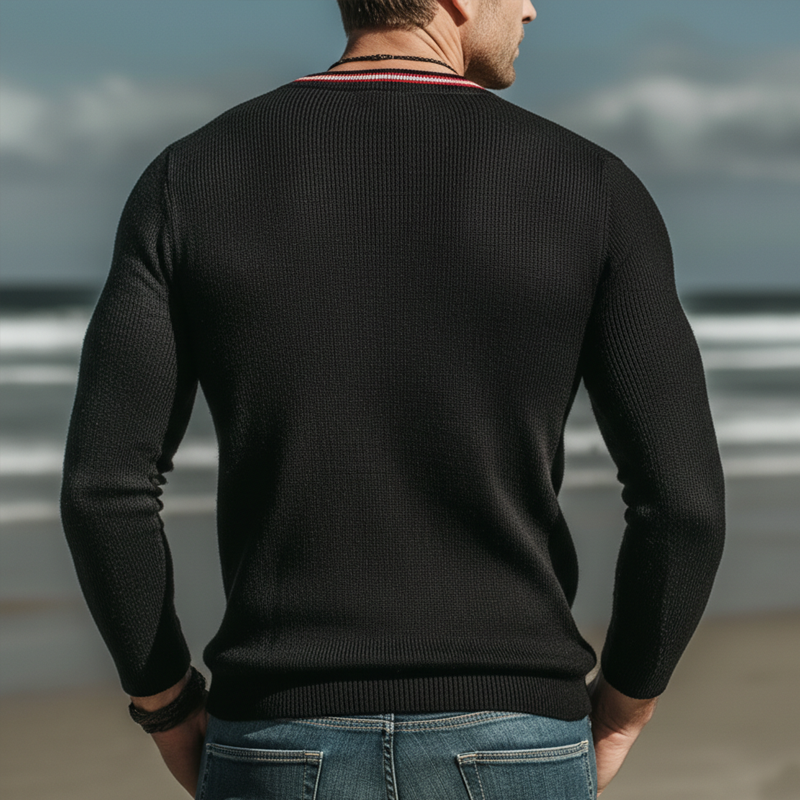 Men's Urban V-neck High-stretch Slim-fit Knitted Sweater MTZ2228A8U