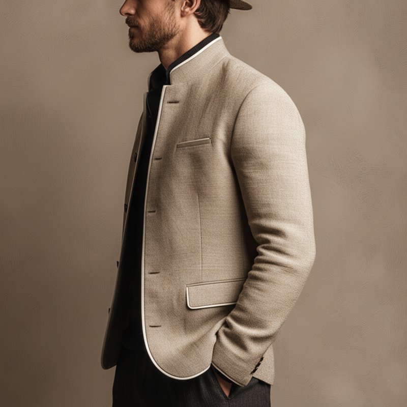 Men's Business Stand-collar Single-vent Slim-fit Jacket MTA1865L4U