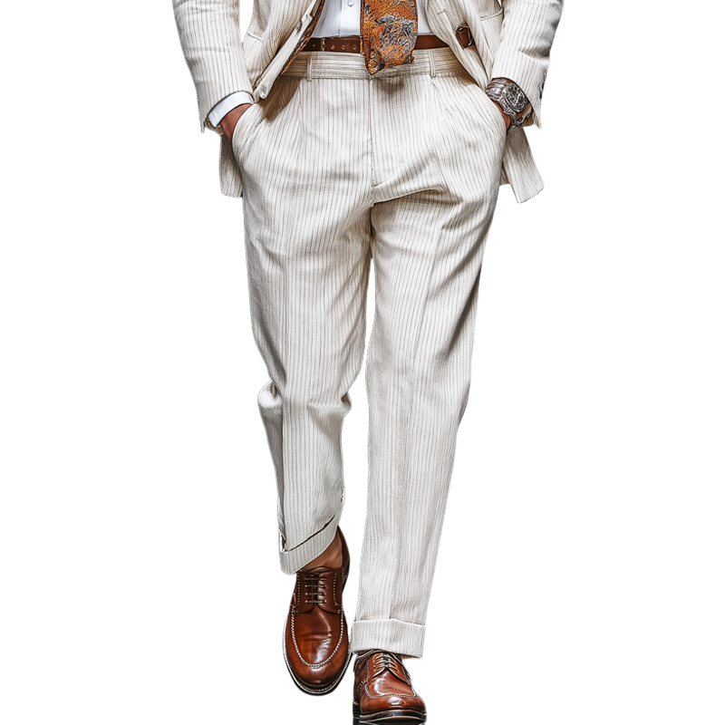 Men's Classic Cotton Blend Business Vertical Stripe Suit Pants MTA3033J1U