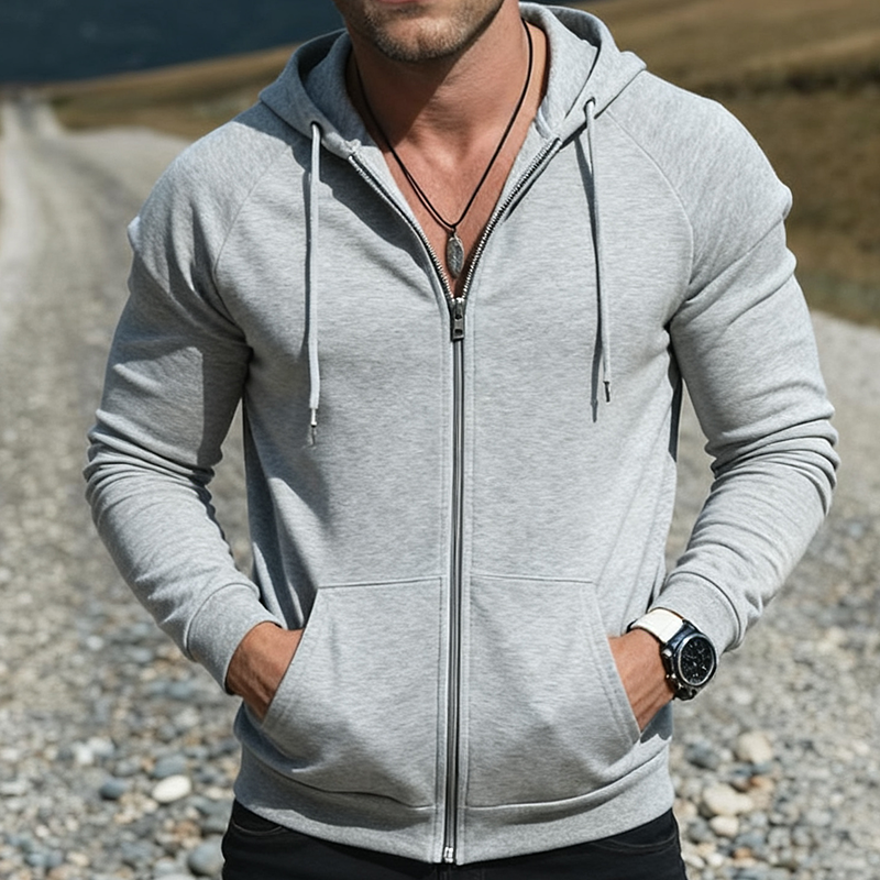 Men's Retro Casual Zipper Sweatshirt Hooded Jacket MTA2441J3TO