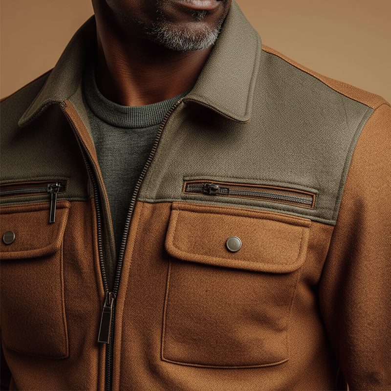 Men's Clothing Contrast Color Stitching Faux Wool Classic Thin Jacket MTA2742J8P