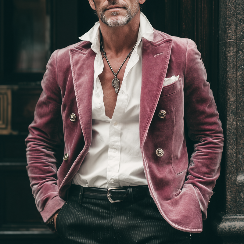 Men's Classic Business Velvet Double-breasted Blazer MTA1591H9U