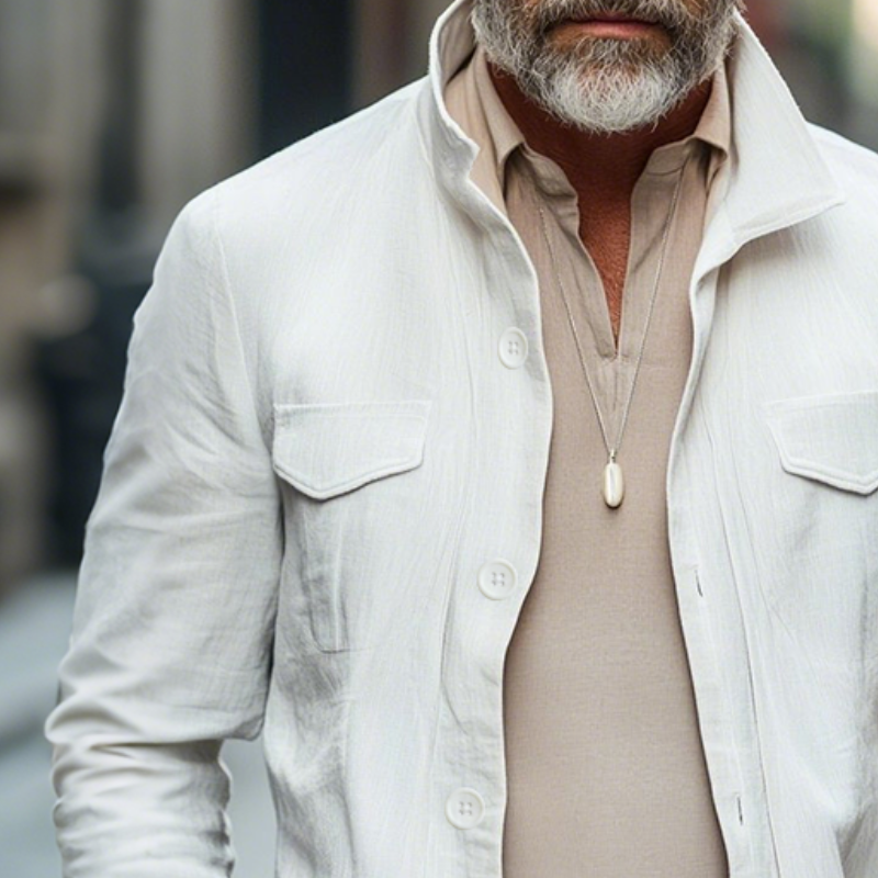 Men's Vintage Casual Cotton And Linen Stand Collar Button Jacket MTA0250H6TO