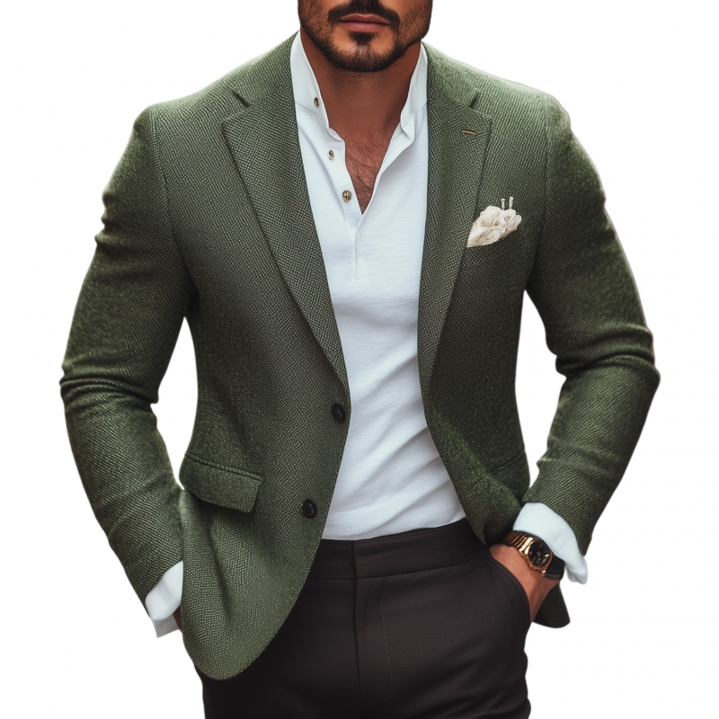 Men's Vintage Elegant Tweed Notch Lapel Single-breasted Slim-fit Blazer MTA0562H0M