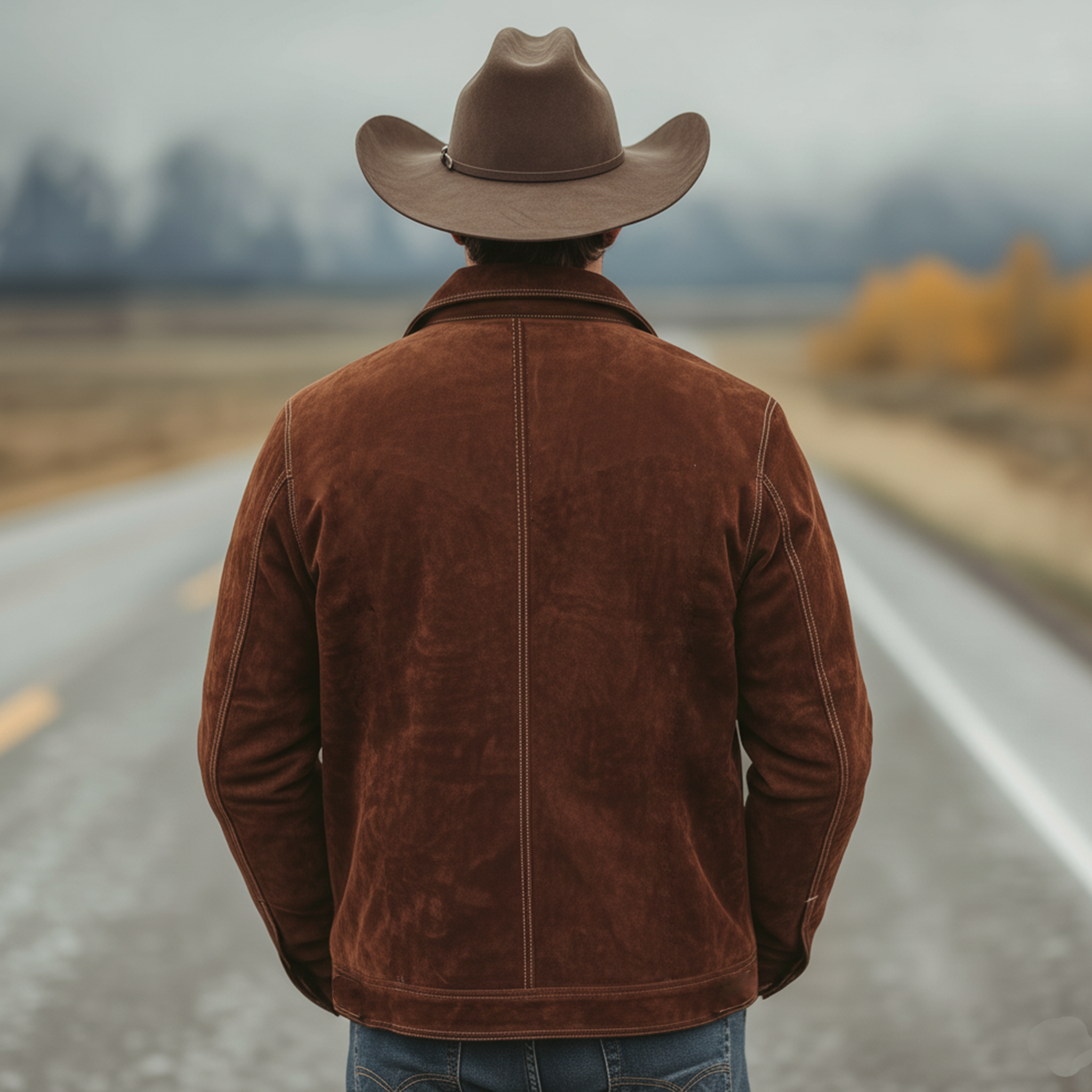 Men's Classic Retro Western Style Embroidered Lapel Faux Suede Jacket MTA2414K4K