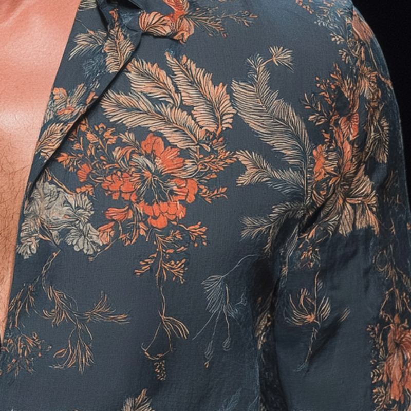 Men's Fashion Printed Polyester Blend Long Sleeve Shirt MTA1895H9P