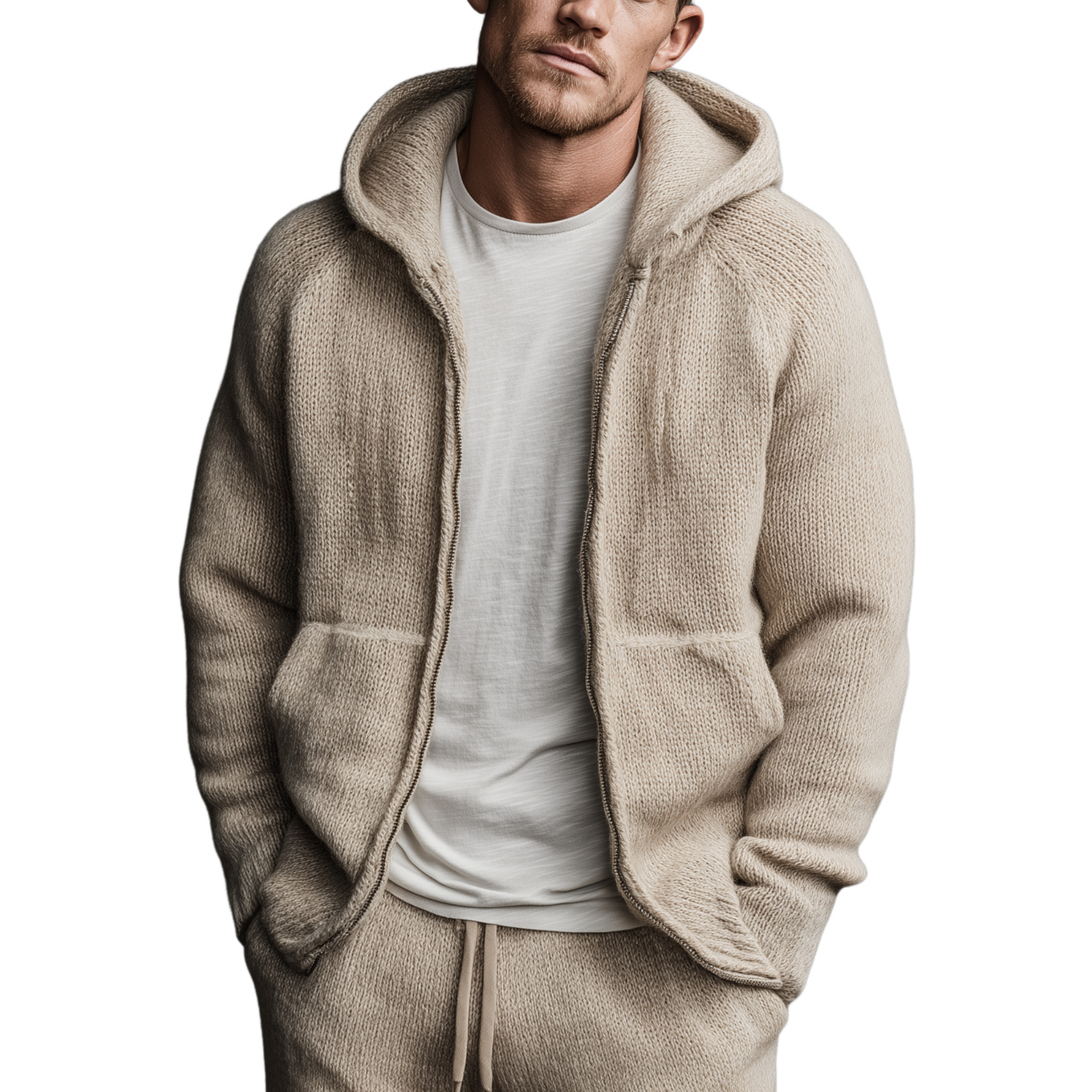 Men's Classic Casual Simple Hooded Knitted Cardigan MTA1461J7K