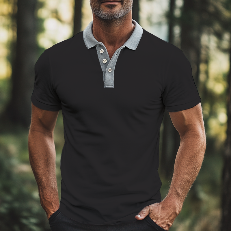 Men's Business Colorblock Polo Neck Short Sleeve T-Shirt MTA2119G4U