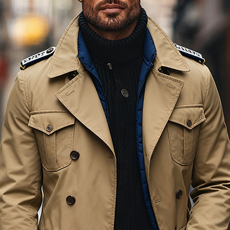 Men's Solid Color Casual Cotton Mid-length Trench Coat MTA1710J9X