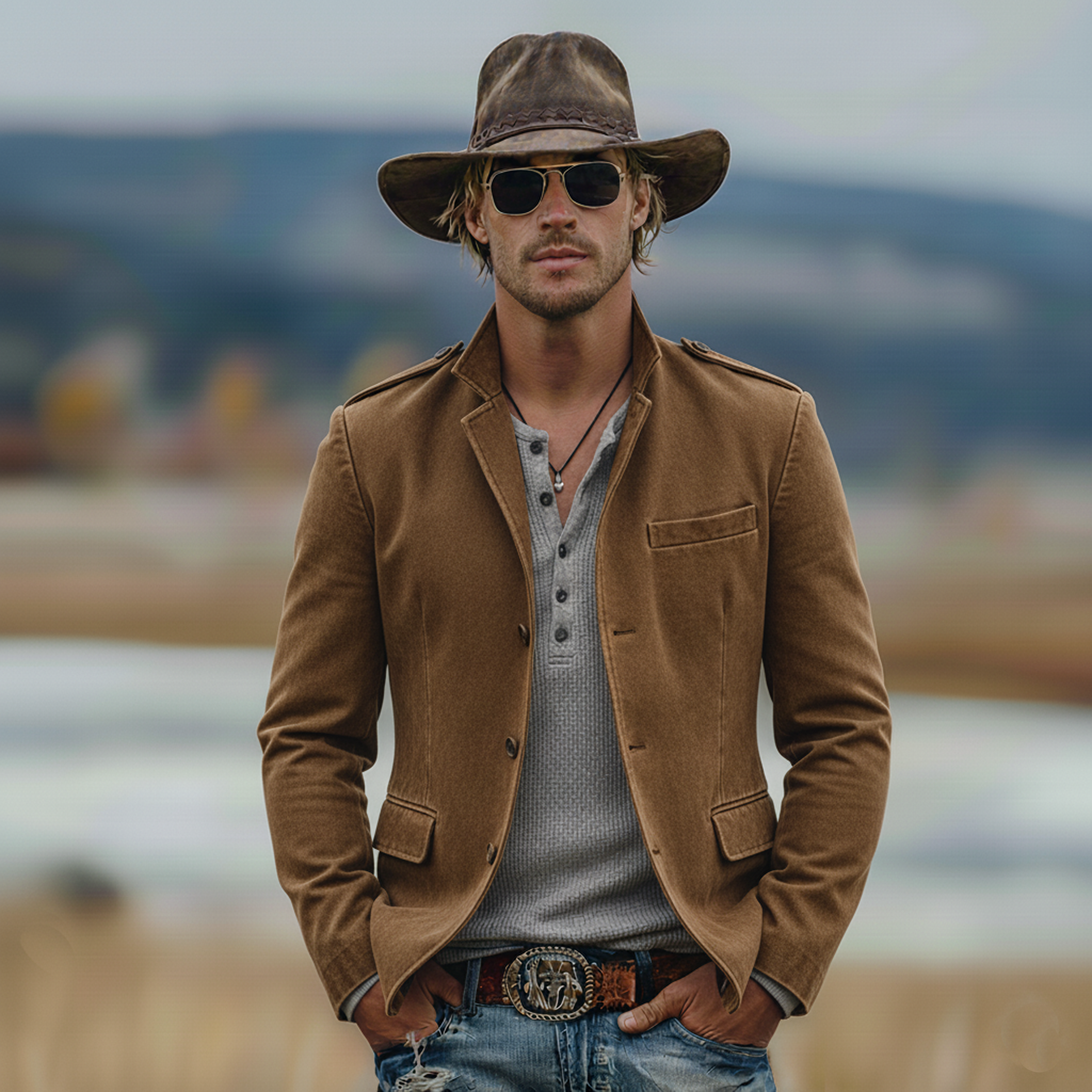 Men's Classic Casual Stand-collar Epaulet Washed Cotton Blend Jacket MTA1915L3K