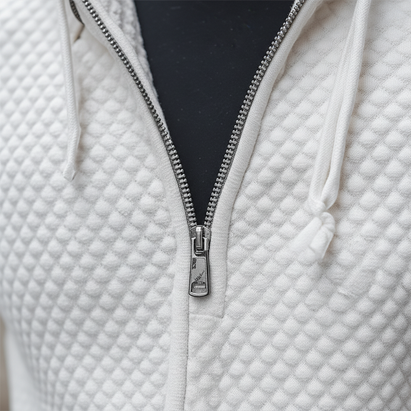 Men's Stylish Minimalist Waffle Textured Cotton Blend Hooded Sweatshirt MTA0573K6P