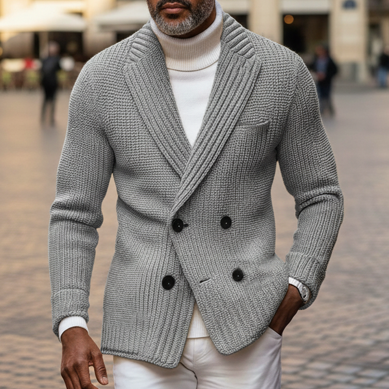 Men's Classic Notched-lapel Double-breasted Knitted Cardigan MTA1975I1U