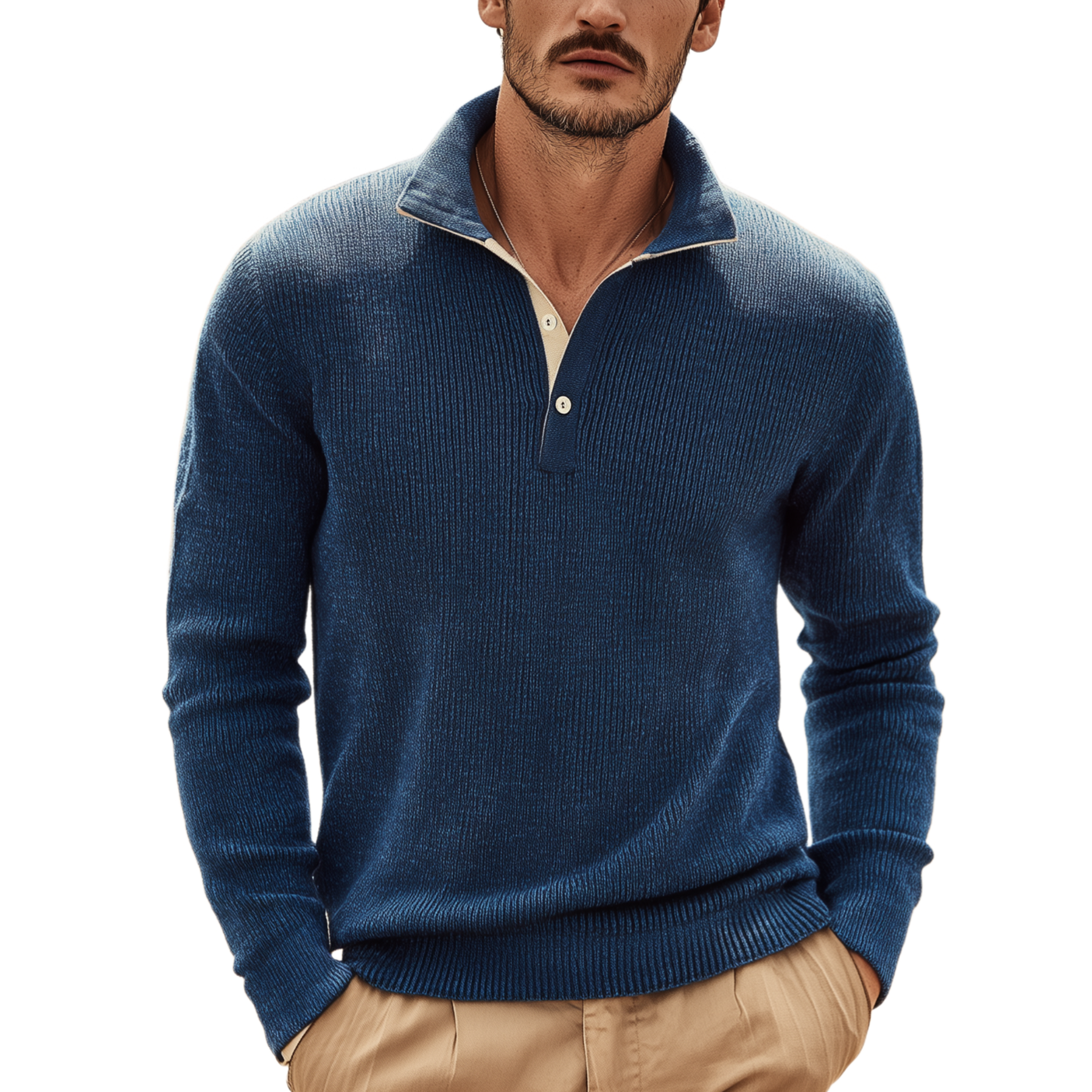 Men's Classic Casual Polo Neck Slim Fit Long Sleeve Sweater MTA0204H8K