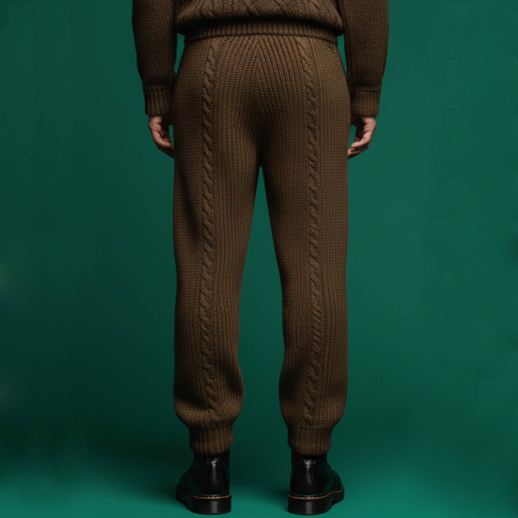 Men's Classic Casual Knitted Jacquard Elastic Waist Pants MTA0800K2K