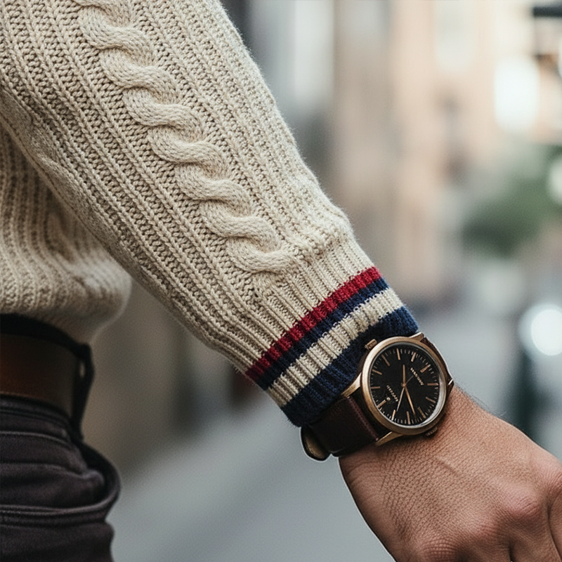 Men's Winter Retro Cotton Yarn Knitted Button Sweater MTA1977L0P