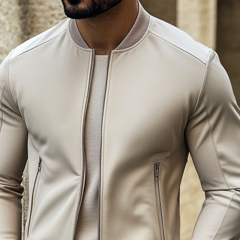 Men's Sports Casual Solid Color Baseball Collar Jacket MTA3165G6X
