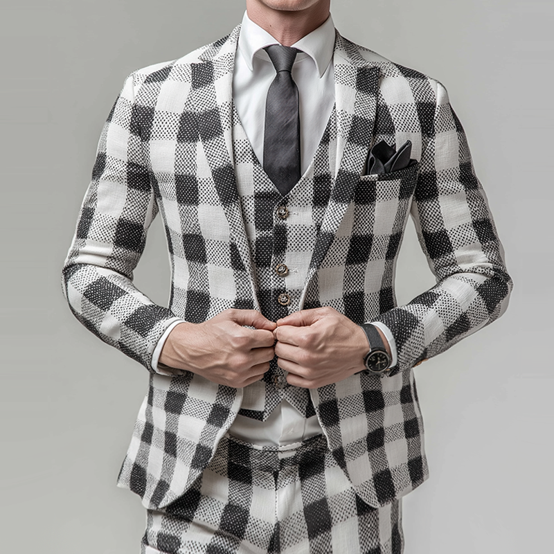 Men's Retro Casual Plaid Print Blazer MTA2471K7TO