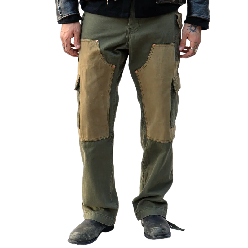 Men's Colorblock Wear-resistant Stitching Multi-pocket Straight Cargo Pants 68014433Z