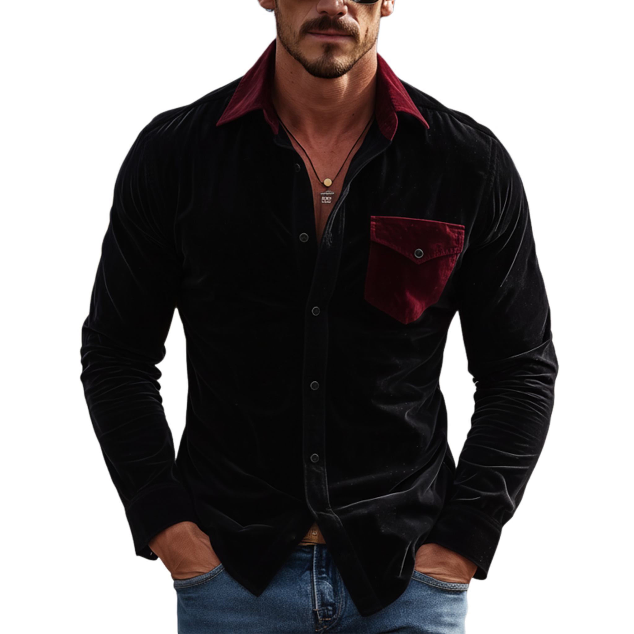 Men's Classic Vintage-style Faux Velvet Long-sleeved Shirt MTA2065L9K