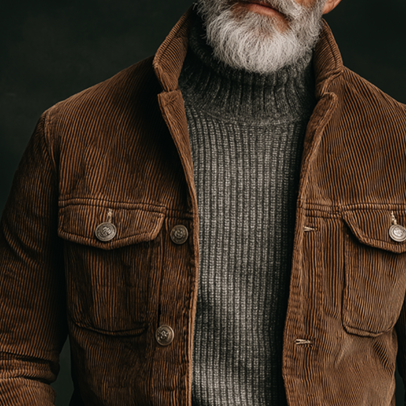 Men's Retro Casual Corduroy Stand Collar Button Jacket MTA2811J6TO