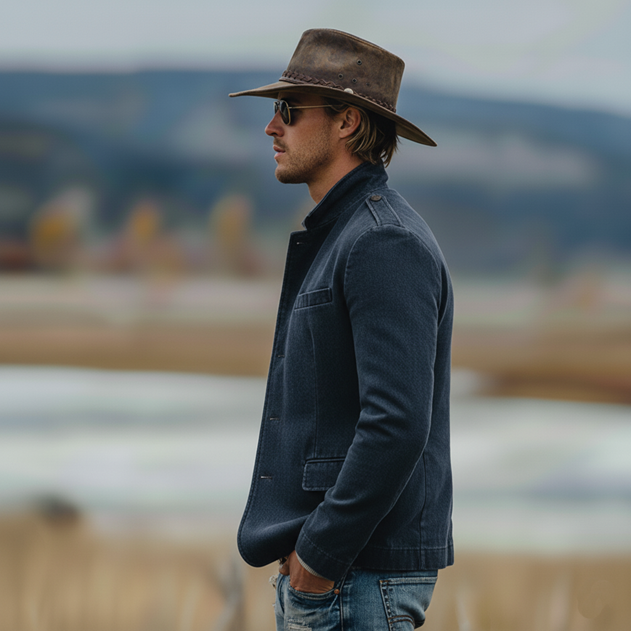 Men's Classic Casual Stand-collar Epaulet Washed Cotton Blend Jacket MTA1679L8K